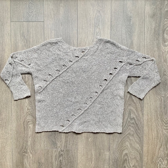 Anthropologie One Grey Day Grace Sweater Merino Wool Knit Marle Heathered Small - Picture 16 of 16